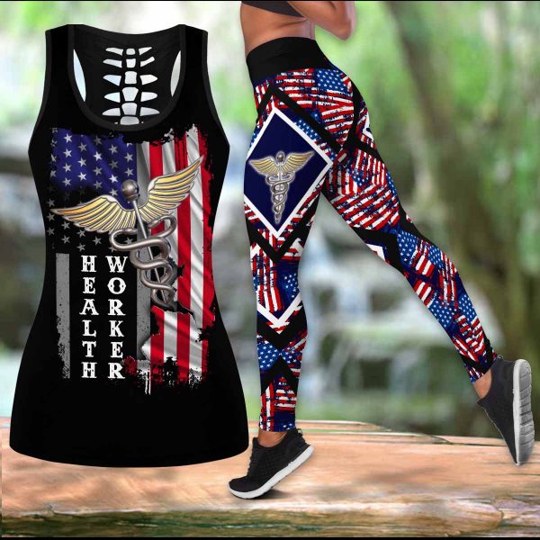 Nurse Logo American Flag Ripped LEGGING OUTFIT 2511 HA040420