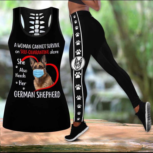 German Shepherd A Woman Cannot Survive On Self Quarantine Alone LEGGING OUTFIT 2511 HA070420