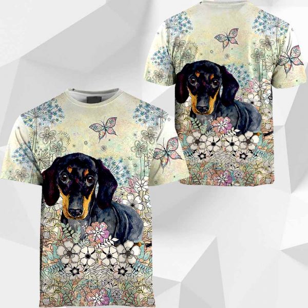 Dachshund Butterflies Flower 3D 0489 PH130320