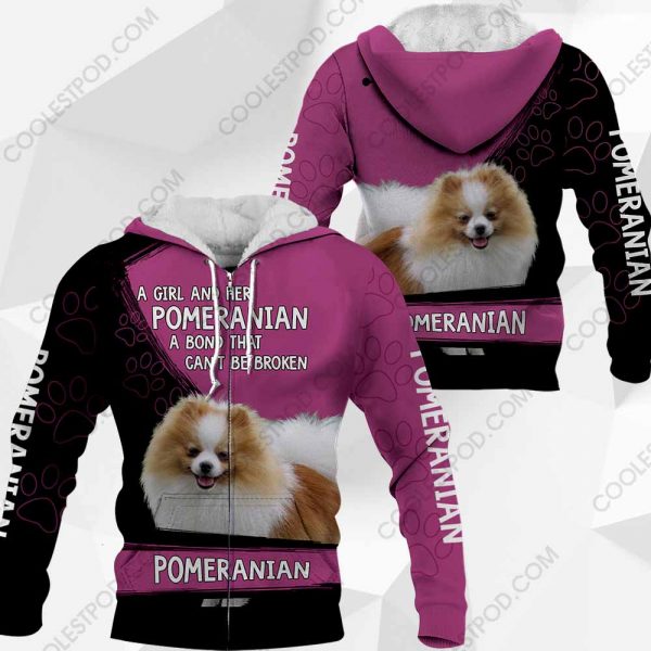 A Girl And Her Brown and White Pomeranian A Bond That Can't Be Broken-0489-181119