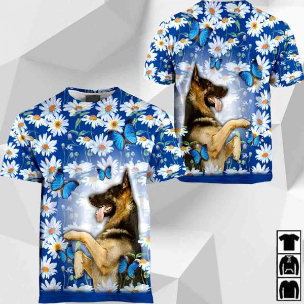 German Shepherd-White Daisy And Butterfly-0489-HU050320