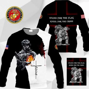 U.S. Marines Stand For The Flag Kneel For The Cross PH300320