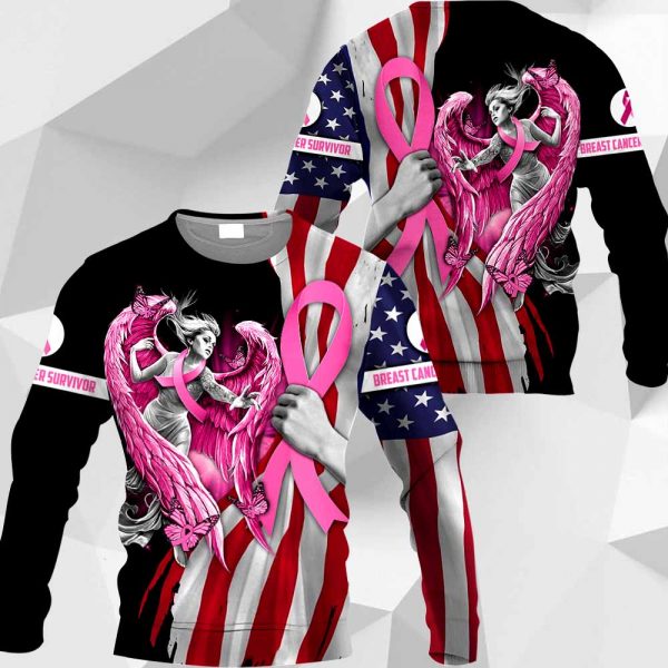 Breast Cancer Survivor Angel American Flag 2511 HA260220