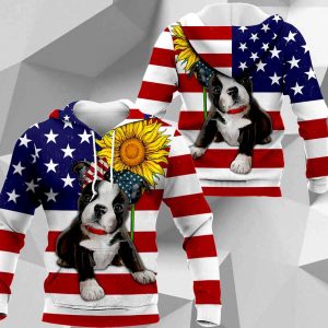 Boston Terrier Sunflower Flag All Over Printed M0402 HU120520