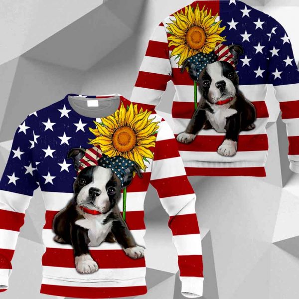 Boston Terrier Sunflower Flag All Over Printed M0402 HU120520