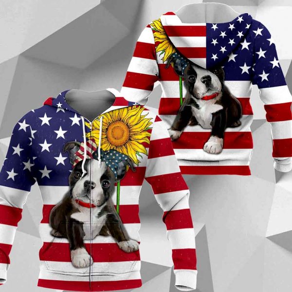 Boston Terrier Sunflower Flag All Over Printed M0402 HU120520