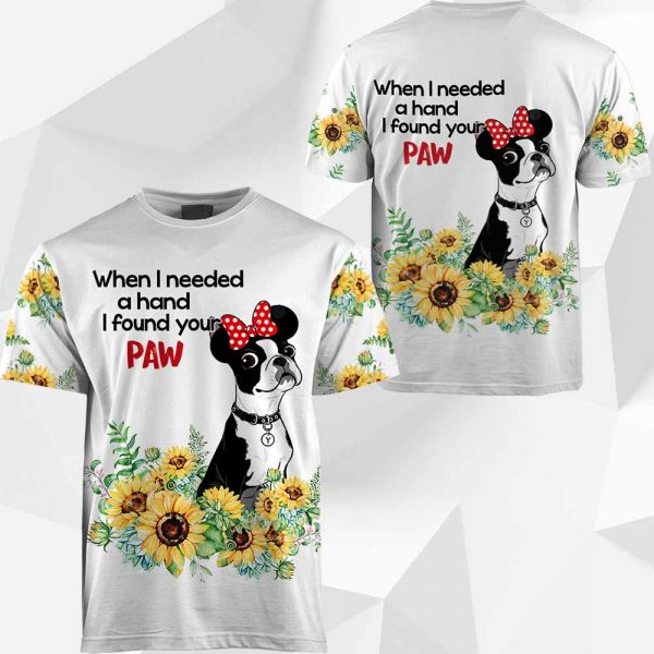 Boston Terrier Sunflower 3D PH 050320