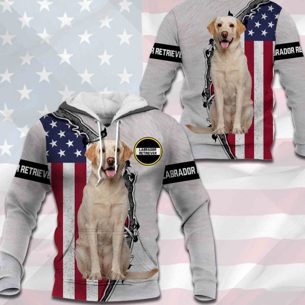 Labrador Retriever - US Flag And Dog's Fur - 0489