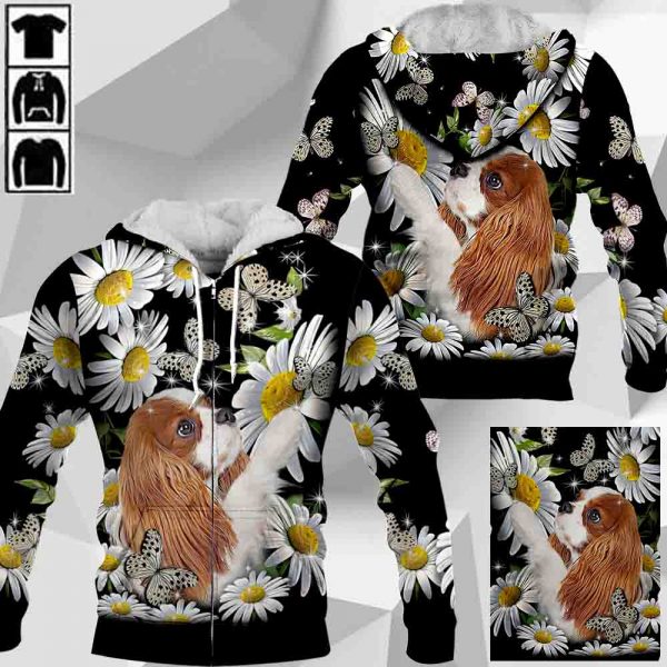 Cavalier King Charles Spaniel Play With Butterflies And Daisies M0402 HU100320