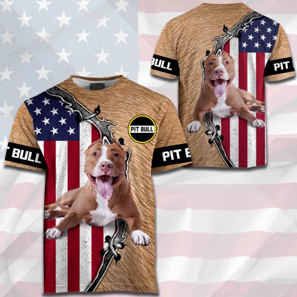 Pit Bull - US Flag & Dog's Fur - 0489