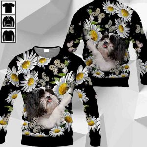 Shih Tzu Play With Butterflies And Daisies M0402 HU100320