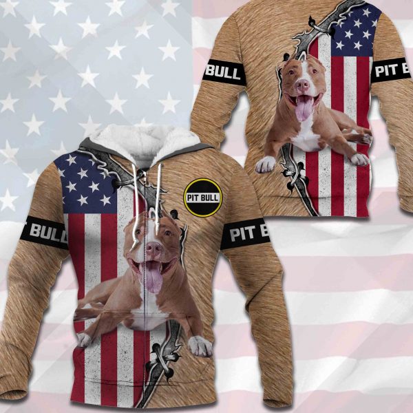 Pit Bull - US Flag & Dog's Fur - 0489