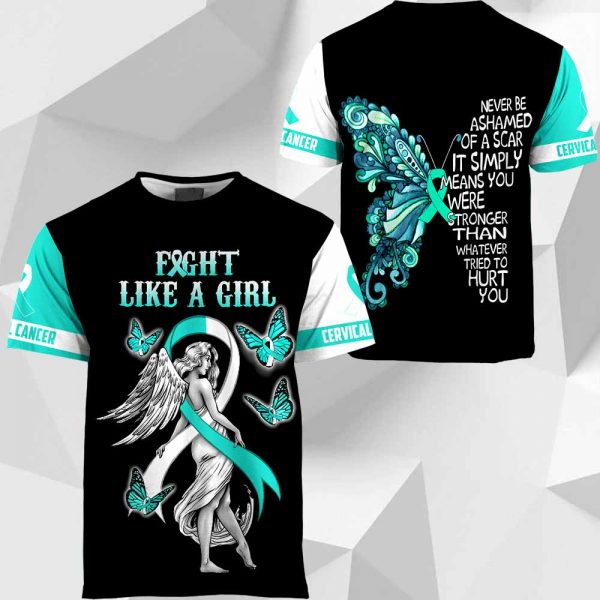 Cervical Cancer Cancer Angel Fight Like A Girl Never Be Ashamed Of A Scar 2511 HA080220