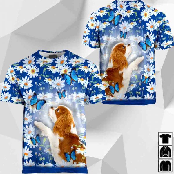 Cavalier King Charles Spaniel-White Daisy And Butterfly-0489-HU050320