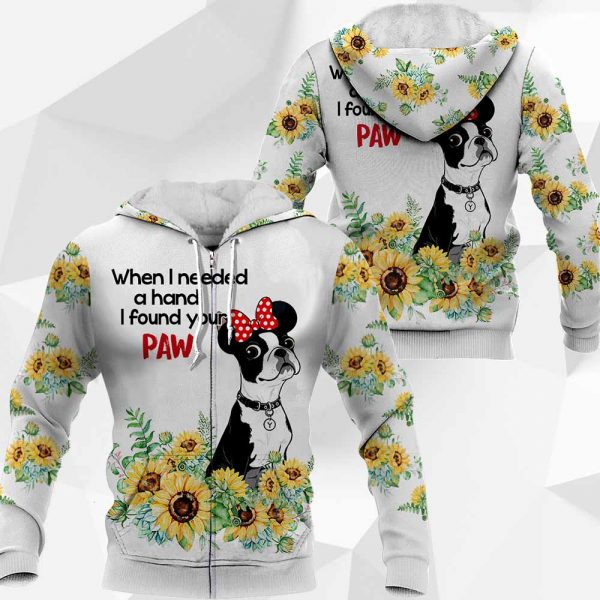 Boston Terrier Sunflower 3D PH 050320