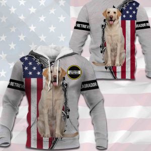 Labrador Retriever - US Flag And Dog's Fur - 0489