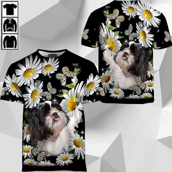 Shih Tzu Play With Butterflies And Daisies M0402 HU100320