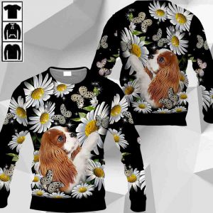 Cavalier King Charles Spaniel Play With Butterflies And Daisies M0402 HU100320