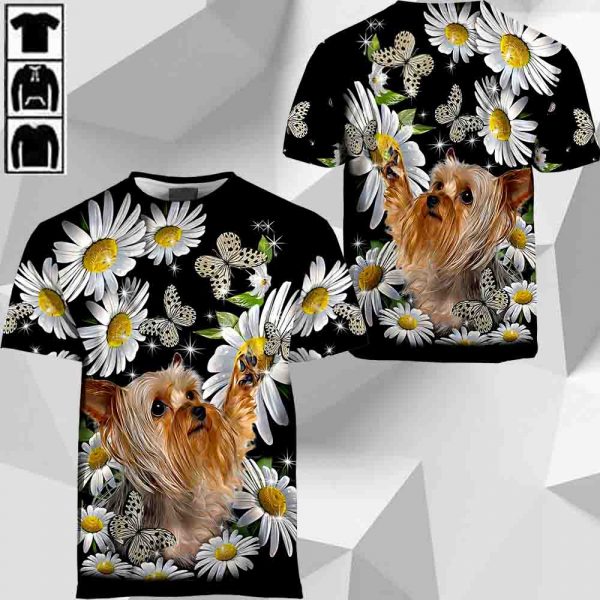 Yorkshire Terrier Play With Butterflies And Daisies M0402 HU100320