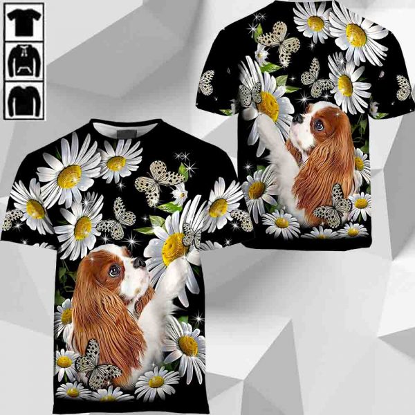 Cavalier King Charles Spaniel Play With Butterflies And Daisies M0402 HU100320