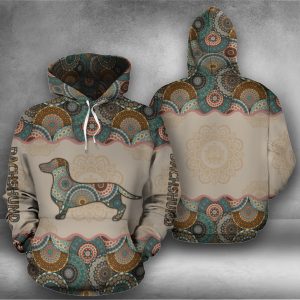 Dachshund Hippie Vintage Hoodie Allover Print - 0489 - HU020420