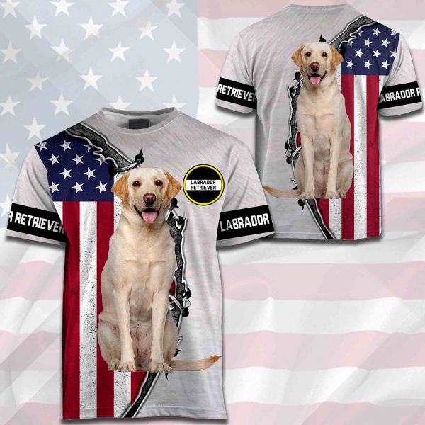 Labrador Retriever - US Flag And Dog's Fur - 0489