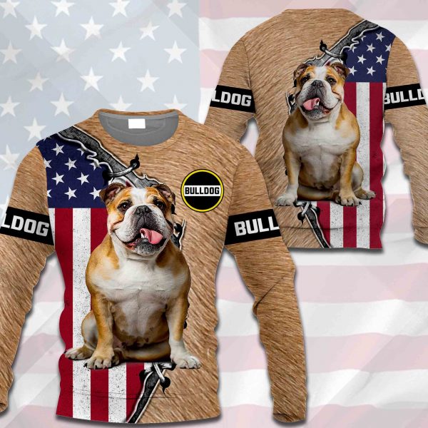 Bulldog - US Flag & Dog's Fur - 0489