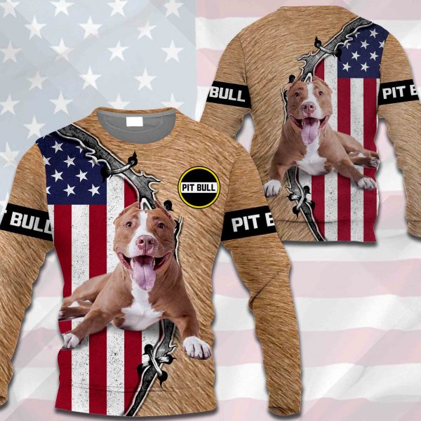 Pit Bull - US Flag & Dog's Fur - 0489