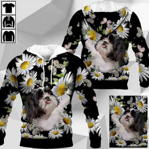 Shih Tzu Play With Butterflies And Daisies M0402 HU100320