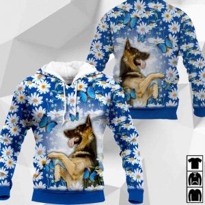 German Shepherd-White Daisy And Butterfly-0489-HU050320