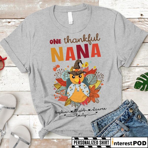 Personalized Thanksgiving Turkey NANA Shirts, Custom Grandma Gift T-Shirt I Custom Nickname And Grandkid's Names - HN98