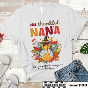 Personalized Thanksgiving Turkey NANA Shirts, Custom Grandma Gift T-Shirt I Custom Nickname And Grandkid's Names - HN98